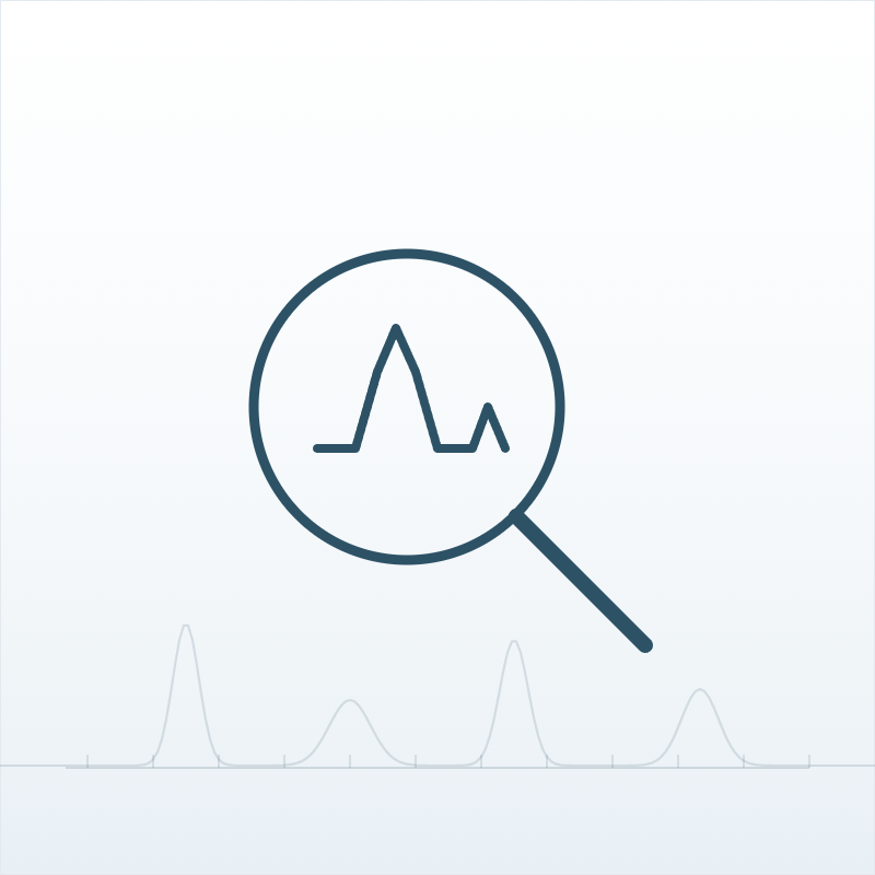 Line illustration of a magnifier over chromatogram peaks